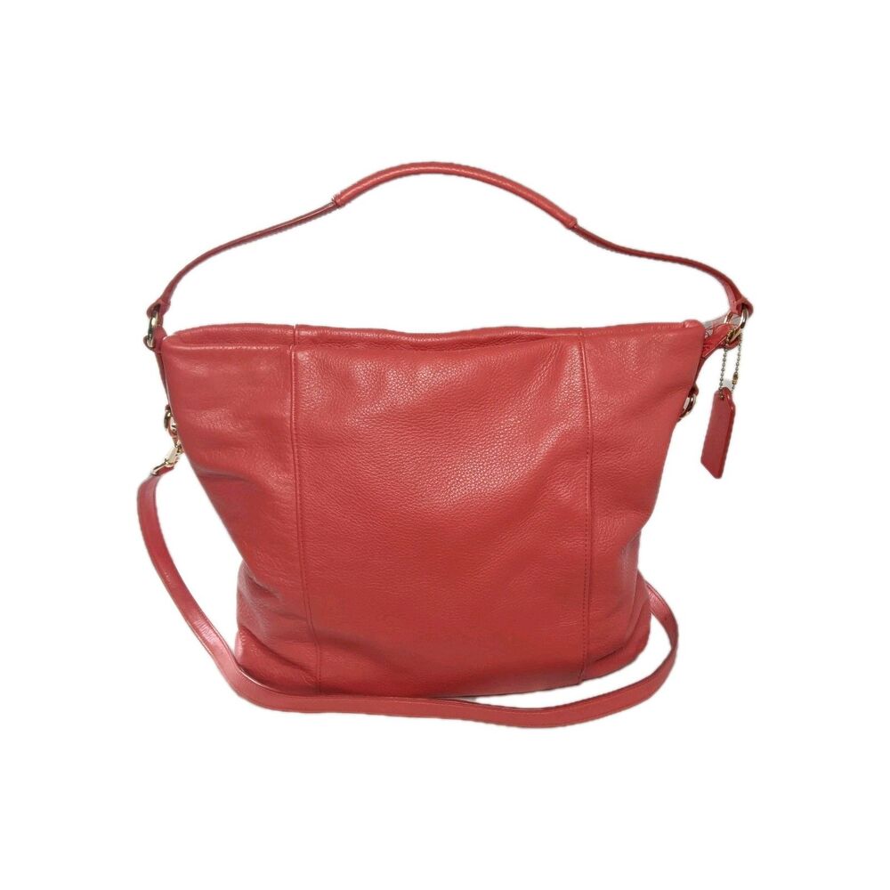Coach F34511 Isabelle Pebbled Leather  Shoulder Bag Slim Duffle Bag Orange